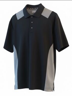 Elegant New WOT black and gray Ben Hogan XL Golf/Polo shirt with colorful trim.